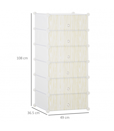 HOMCOM 6 Tier Shoe Rack Plastic Storage Cabinet Modular Shoe Tower White