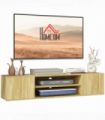 Floating TV Unit Natural Wood Finish 140L x 30W x 30H cm Shelves Cabinets