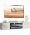 TV Unit White Melamine High Gloss 140L x 30W x 30H cm Shelves Cabinets Storage