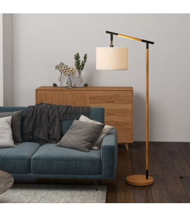 Floor Lamp Metal Brown 63L x 35W x 165H cm 350° Rotating Lampshade LED Bulb