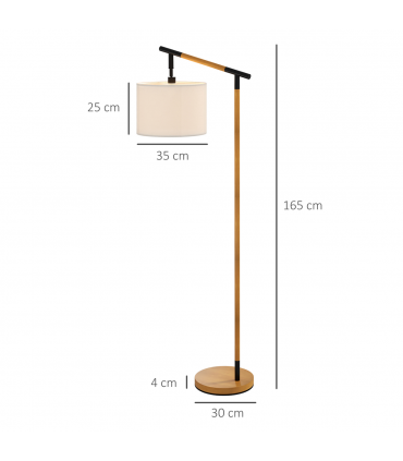 Floor Lamp Metal Brown 63L x 35W x 165H cm 350° Rotating Lampshade LED Bulb