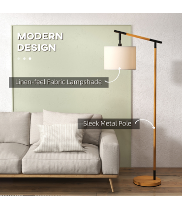 Floor Lamp Metal Brown 63L x 35W x 165H cm 350° Rotating Lampshade LED Bulb