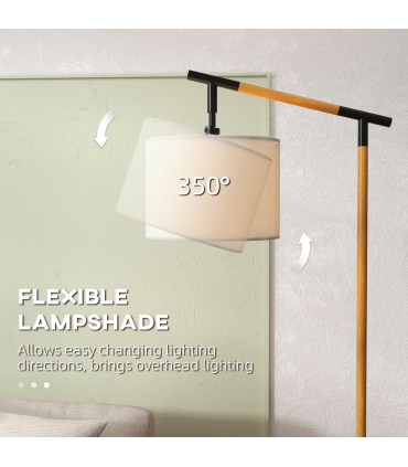 Floor Lamp Metal Brown 63L x 35W x 165H cm 350° Rotating Lampshade LED Bulb