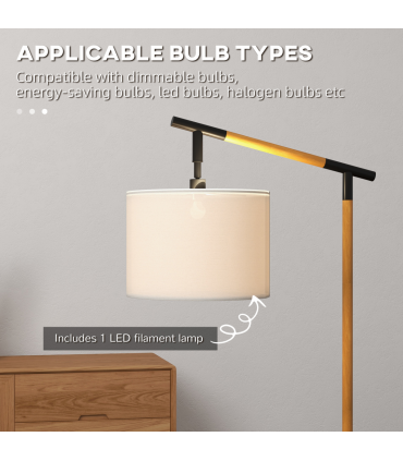 Floor Lamp Metal Brown 63L x 35W x 165H cm 350° Rotating Lampshade LED Bulb