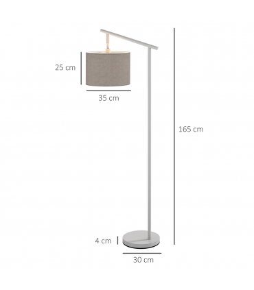Floor Lamp Metal Grey 63L x 35W x 165H cm with 350� Rotating Lampshade, LED Bulb