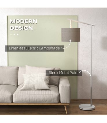 Floor Lamp Metal Grey 63L x 35W x 165H cm with 350� Rotating Lampshade, LED Bulb