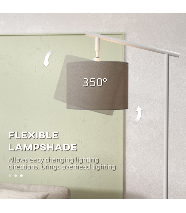 Floor Lamp Metal Grey 63L x 35W x 165H cm with 350� Rotating Lampshade, LED Bulb