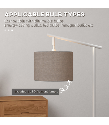 Floor Lamp Metal Grey 63L x 35W x 165H cm with 350� Rotating Lampshade, LED Bulb