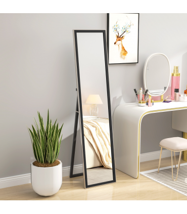 HOMCOM Floor Mirror Wall Mounted Leaning Standing Mirror 37 x 157cm Black