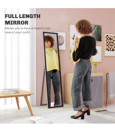 HOMCOM Floor Mirror Wall Mounted Leaning Standing Mirror 37 x 157cm Black