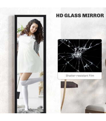 HOMCOM Floor Mirror Wall Mounted Leaning Standing Mirror 37 x 157cm Black