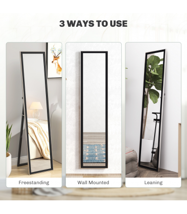 HOMCOM Floor Mirror Wall Mounted Leaning Standing Mirror 37 x 157cm Black