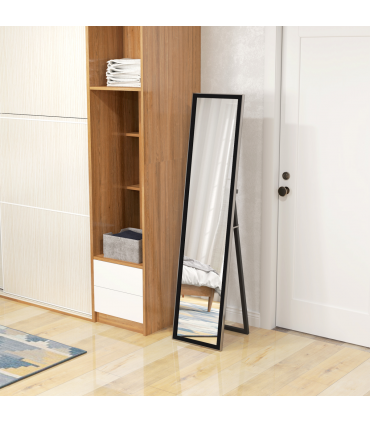 HOMCOM Floor Mirror Wall Mounted Leaning Standing Mirror 37 x 157cm Black