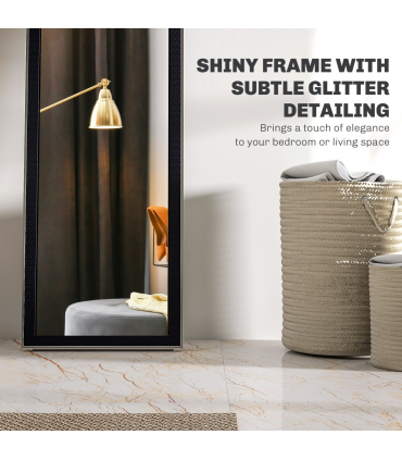 HOMCOM Floor Mirror Wall Mounted Leaning Standing Mirror 37 x 157cm Black