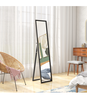 HOMCOM Floor Mirror Wall Mounted Leaning Standing Mirror 37 x 157cm Black