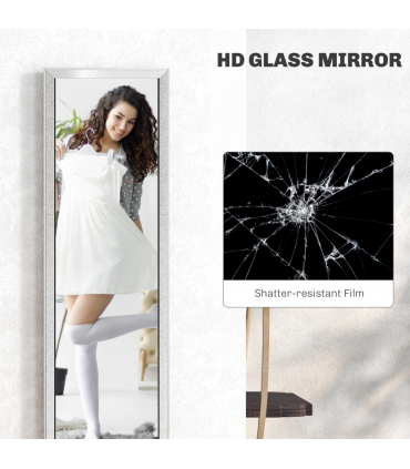HOMCOM Floor Mirror Wall Mounted Leaning Standing Mirror 37 x 157cm Silver