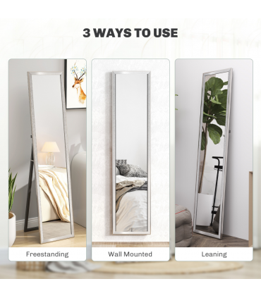 HOMCOM Floor Mirror Wall Mounted Leaning Standing Mirror 37 x 157cm Silver