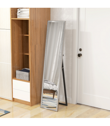 HOMCOM Floor Mirror Wall Mounted Leaning Standing Mirror 37 x 157cm Silver