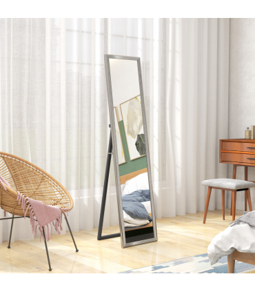 HOMCOM Floor Mirror Wall Mounted Leaning Standing Mirror 37 x 157cm Silver