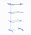 HOMCOM Foldable Clothes Drying Rack Steel Garment Dryer with Casters Blue