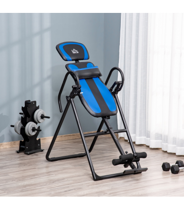 HOMCOM Foldable Gravity Inversion Table, Fitness Bench w/ Soft Ankle Cushions