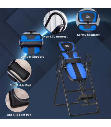 HOMCOM Foldable Gravity Inversion Table, Fitness Bench w/ Soft Ankle Cushions