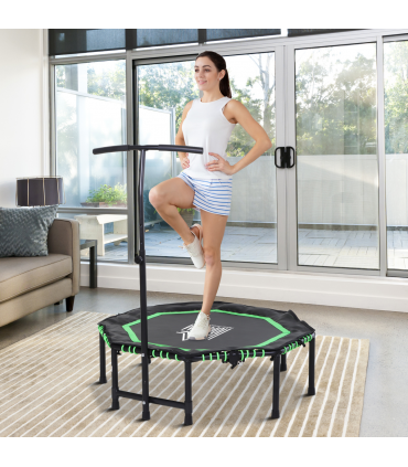 HOMCOM Foldable Trampoline Bouncer Jumper Adjust Handle for Adult Teens - Green