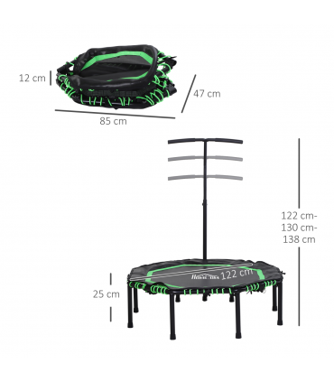 HOMCOM Foldable Trampoline Bouncer Jumper Adjust Handle for Adult Teens - Green