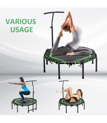 HOMCOM Foldable Trampoline Bouncer Jumper Adjust Handle for Adult Teens - Green