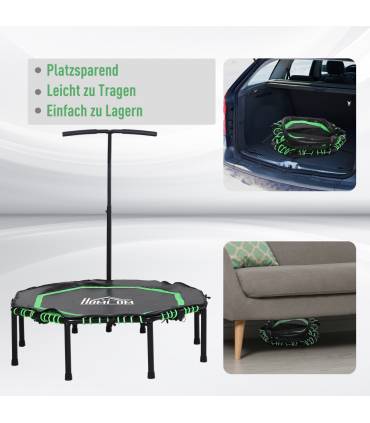 HOMCOM Foldable Trampoline Bouncer Jumper Adjust Handle for Adult Teens - Green