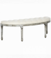 HOMCOM Half-Circle End Bench Ottoman Footstool Button Tufting Padded Seat Cream