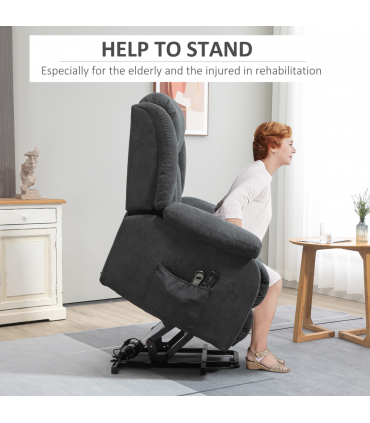 HOMCOM Heavy Duty Riser and Recliner Chair Lift Chair for the Elderly Dark Grey