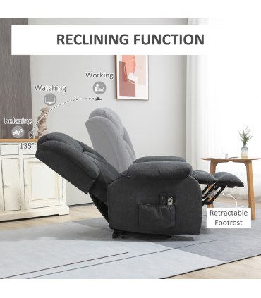 HOMCOM Heavy Duty Riser and Recliner Chair Lift Chair for the Elderly Dark Grey