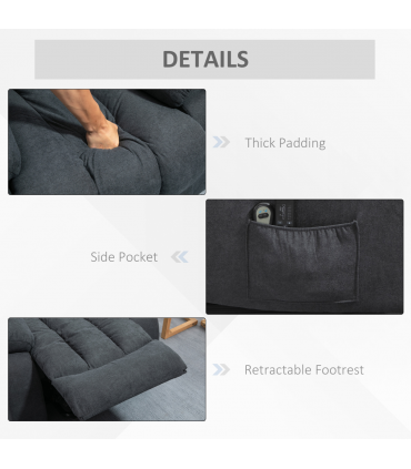 HOMCOM Heavy Duty Riser and Recliner Chair Lift Chair for the Elderly Dark Grey