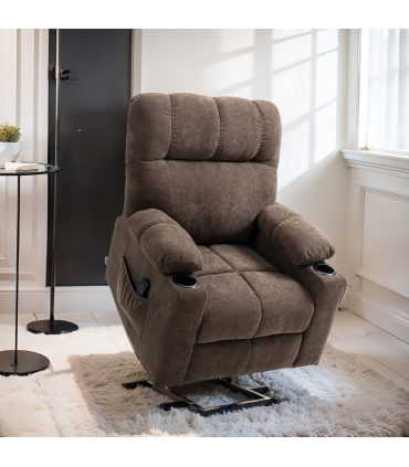 Riser and Recliner Chair Lift  Chair for Elderly   , Brown Velvet