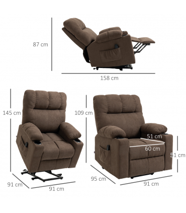 Riser and Recliner Chair Lift  Chair for Elderly   , Brown Velvet