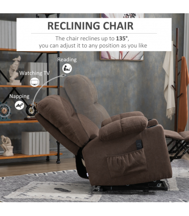 Riser and Recliner Chair Lift  Chair for Elderly   , Brown Velvet