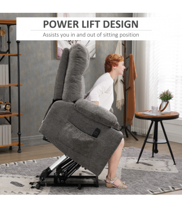 Riser and Recliner Chair Lift Chair for Elderly, Grey, 91L x 95W x 109H cm