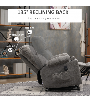 Riser and Recliner Chair Lift Chair for Elderly, Grey, 91L x 95W x 109H cm