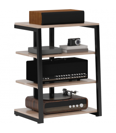 HOMCOM HiFi Rack Stand w/ Power Strip Rack 4-Tier Record Player Stand Grey