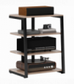 HOMCOM HiFi Rack Stand w/ Power Strip Rack 4-Tier Record Player Stand Grey