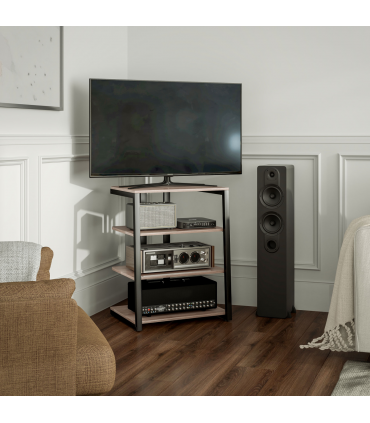 HOMCOM HiFi Rack Stand w/ Power Strip Rack 4-Tier Record Player Stand Grey