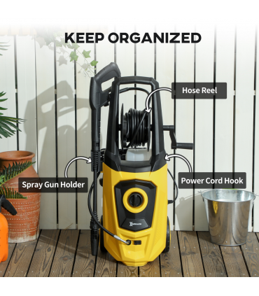 DURHAND Portable Power Washer 1800W, 150 Bar, 510 L/h for Garden, Yellow