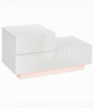 HOMCOM High Gloss Front Bedside Table Nightstand with LED Light Remote White