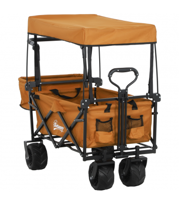Durable Folding Cart with Canopy, 68kg Capacity - Outdoor Utility Trolley
