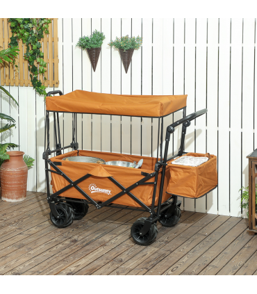Durable Folding Cart with Canopy, 68kg Capacity - Outdoor Utility Trolley