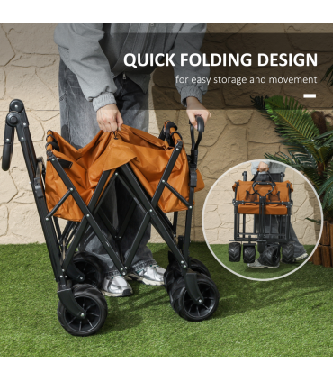 Durable Folding Cart with Canopy, 68kg Capacity - Outdoor Utility Trolley