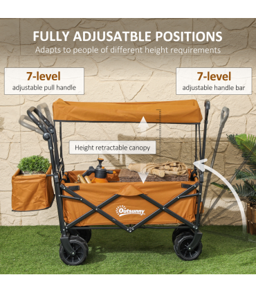 Durable Folding Cart with Canopy, 68kg Capacity - Outdoor Utility Trolley