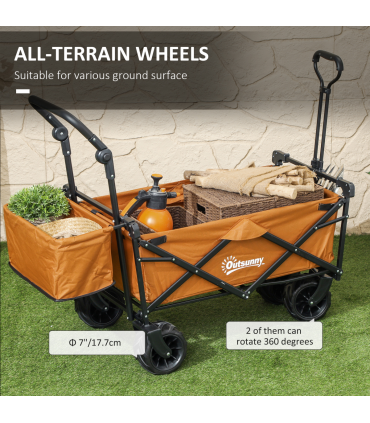 Durable Folding Cart with Canopy, 68kg Capacity - Outdoor Utility Trolley