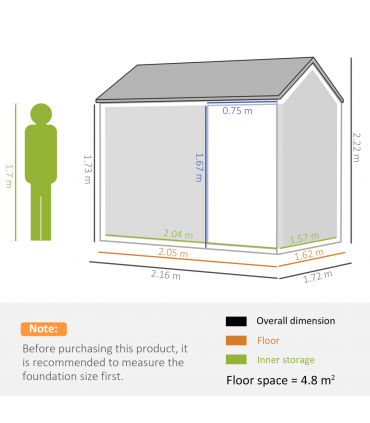 Galvanised Steel Storage Shed - Durable Design & Ample Space 7x6ft